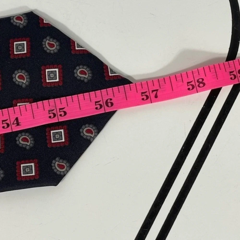 Barrington Silk Paisley‎ Square Necktie Navy Red Mens Formal Business